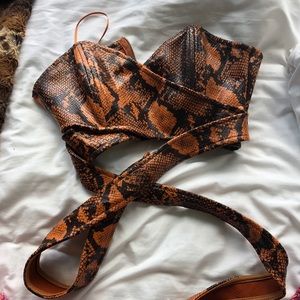 Never Worn UO Faux Leather Snakeskin Top